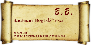 Bachman Boglárka névjegykártya